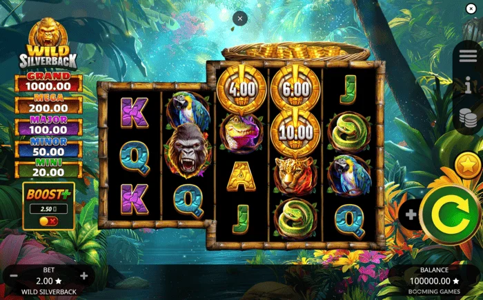 Wild Silverback - glavni ekran igre sa mrežom 3-3-4-4-4